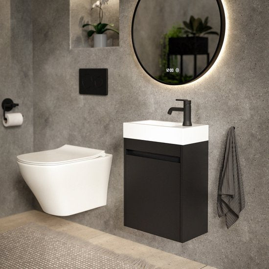 Mirlux WC-Schrank, mattschwarz – Waschbeckenunterschrank – WC-Schrank – WC-Möbel – 40 cm