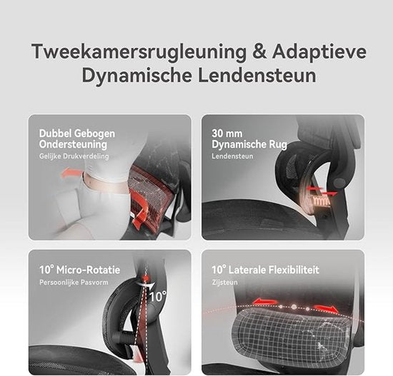 SIHOO M59AS Ergonomischer Bürostuhl – 3D-verstellbare und um 90° hochklappbare Armlehnen – Doppelte Rückenlehne mit adaptiver Lendenwirbelstütze – Sattelförmiges Sitzkissen – Hochwertiges Netzgewebe – BIFMA/SGS-zertifiziert – Bis zu 150 kg – 43,5 x 50,5 x