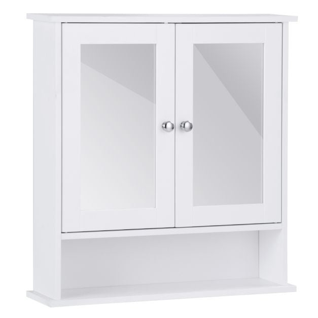 Coast Badezimmerschrank mit Spiegel und Regal - 58,5 x 56,5 x 13,5 cm - Weiß