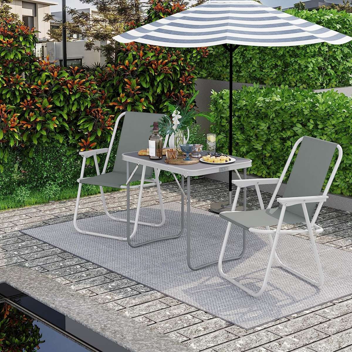 WOLTU Campingtisch 70 x 60 x 50 cm – zusammenklappbar – Tragegriff – Aluminium/MDF – grau