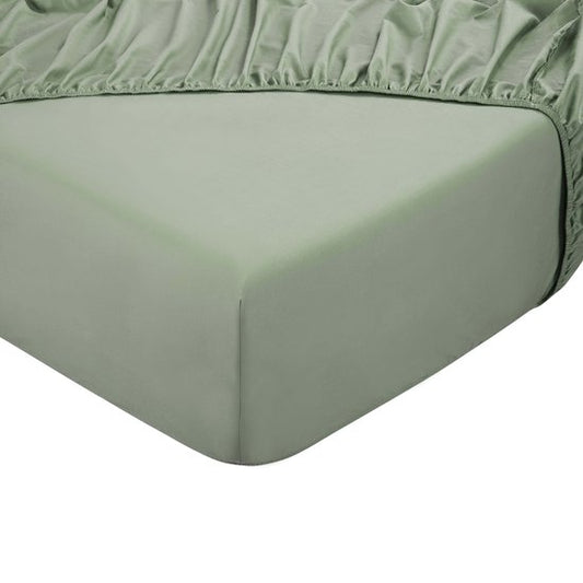 DoubleDry Spannbetttuch 100% natürliche Baumwolle - Doppelbett 180x200 cm - weich & atmungsaktiv - rundum elastisch - Altgrün