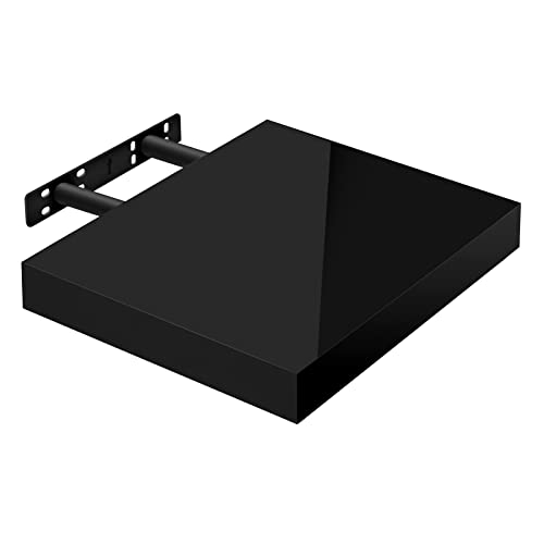 Woltu Volato Schwebendes Wandregal - Holz Glanz Schwarz - 30 x 22,8 x 3,8 cm