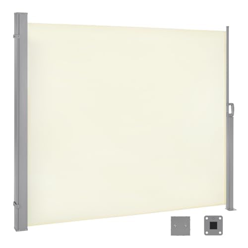 Woltu Privacy Screen - Ausziehbarer Sonnenschirm und Raumteiler - Creme - 180 x 350 cm