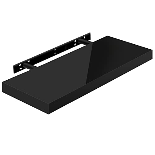 Woltu Wandregal Schwarz Glänzend 30 x 22,9 x 3,8 cm