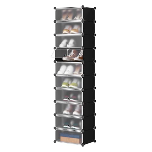 Woltu Schuhschrank mit 10 Fächern Schwarz - platzsparend und modular