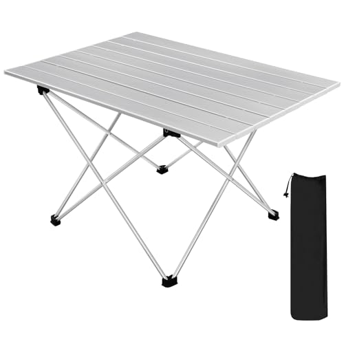Woltu Klapptisch Camping Tisch Picknick Tisch Aluminium Silber 68 x 46 x 40 cm