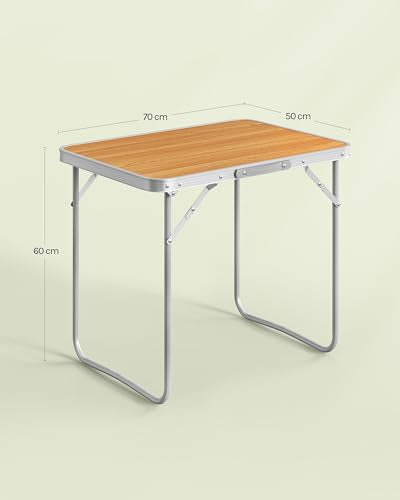 Woltu Faltbarer Campingtisch MDF und Aluminium - Leichter Garten- und Picknicktisch 70 x 60 x 50 cm Eiche