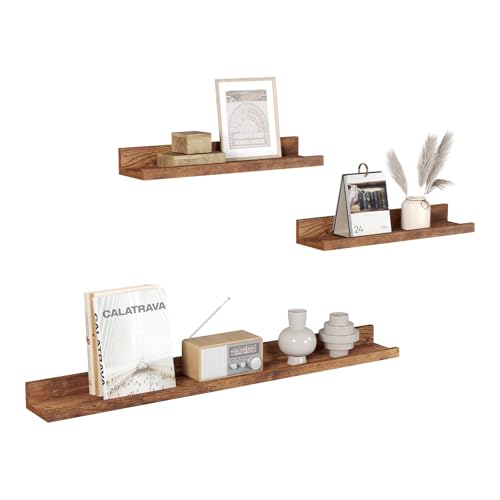 Woltu 3er Set Wandregale - Rustikales Braun - 2x 40x10 cm & 1x 80x10 cm