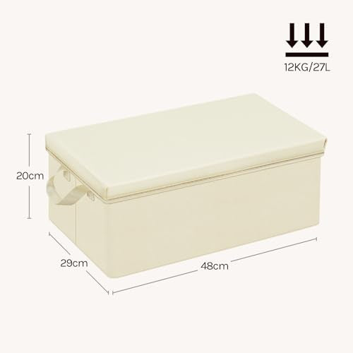 Woltu Aufbewahrungsbox mit Deckel, 3er-Set, cremefarben, 48 x 20 x 29 cm