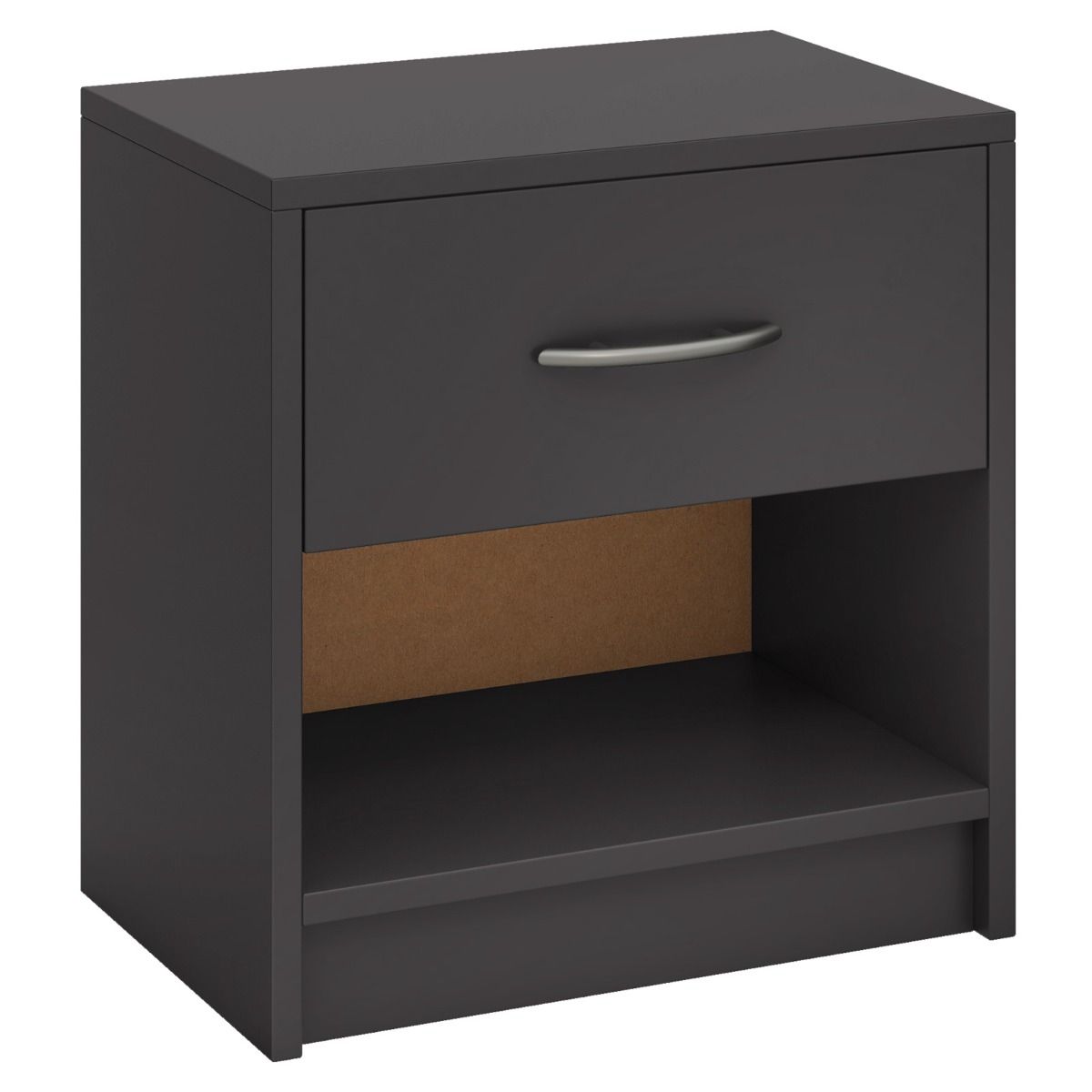 Coast Nachttisch mit Schublade – offenes Regal – kompaktes Design – 38,5 x 28 x 40,5 cm – braun und schwarz
