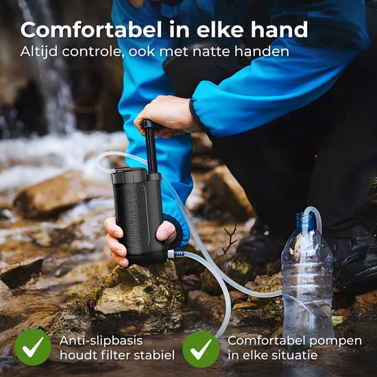 Nuvance Wasserfilter mit Pumpe - Wasserreiniger - Filtert 3000L - BPA frei - Wasserfilter Survival - Leichtgewicht