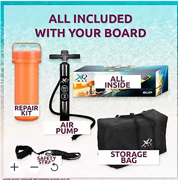 XQ Max - Aufblasbares Stand Up Paddle - SUP Board Gelb - 245 cm 60kg Tragkraft - Komplettset SUP Board und Zubehör.