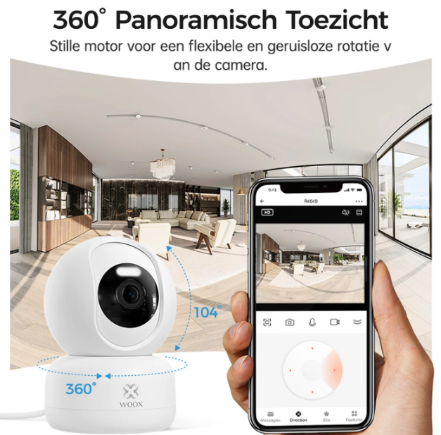 Woox Smart PTZ-Kamera 2K HD – Weiß – 360° mit KI-Erkennung und Nachtsicht