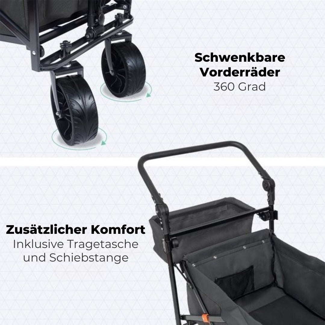 LifeGoods Wagon - faltbar - bis zu 120KG - 90L - waschbares Polyester - 120x80cm - Grau