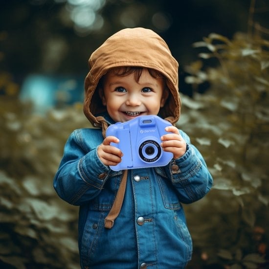 Denver Kinderkamera Full HD mit Drucker - Selfie-Kamera - 48MP - Digitalkamera Kinder - Foto und Video - Spiele - KPC1370 - Blau