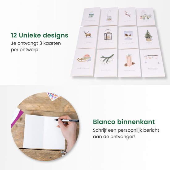 Partizzle 36x Luxus Weihnachtskarten mit Umschlägen Set - Neujahrskarten - 2025 Kollektion / 12 Designs