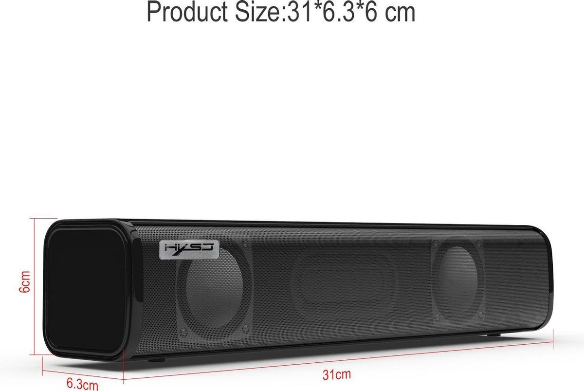 HXSJ - Q2 Soundbar PC-Lautsprecher - USB - für Desktop-Computer / Notebooks / Smart-TVs / Projektorgeräte - Schwarz