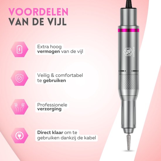 Beeperfect® Elektrische Nagelfeile Advanced - Nagelfräse - Maniküre- und Pediküreset - 35.000 U/min - 26 Bits und 66 Schleifwalzen