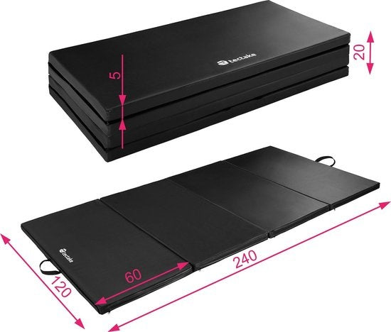 tectake - Gymnastikmatte - Abmessung 240 x 120 x 5 cm - schwarz - 403638
