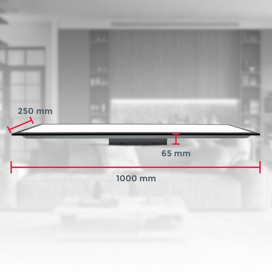 B.K.Licht – Dimmbare Deckenleuchte – LED-Panel schwarz – 25 x 100 cm – mit Fernbedienung – ultraflache Deckenleuchte – CCT – 3.000 bis 6.500 Kelvin – 2.200 lm – 24 W