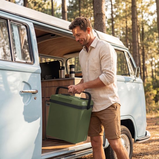 Auronic Coolbox Electric 12V und 230V - 25L - Camping-Kühlschrank - Auto - Kühlung und Heizung - Kühlbox - Grün