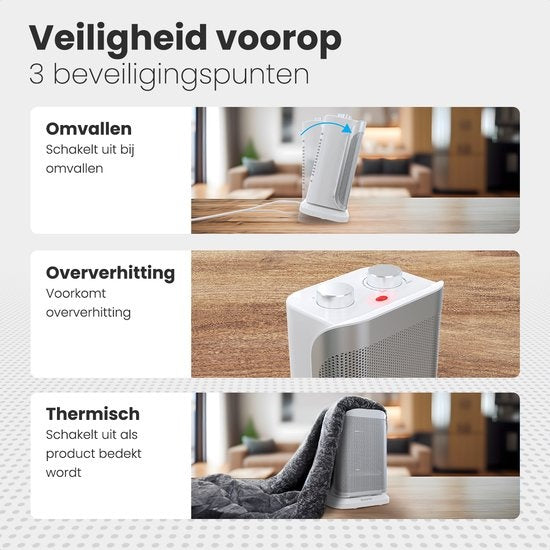 Auronic - Electric Heater - Heizlüfter - 2 Stufen - 1500W - LED-Anzeige - Rotierend - Weiß