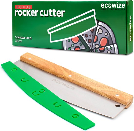 Ecowize - Professioneller Pizzaschneider - 32cm - Edelstahl mit Holzgriff