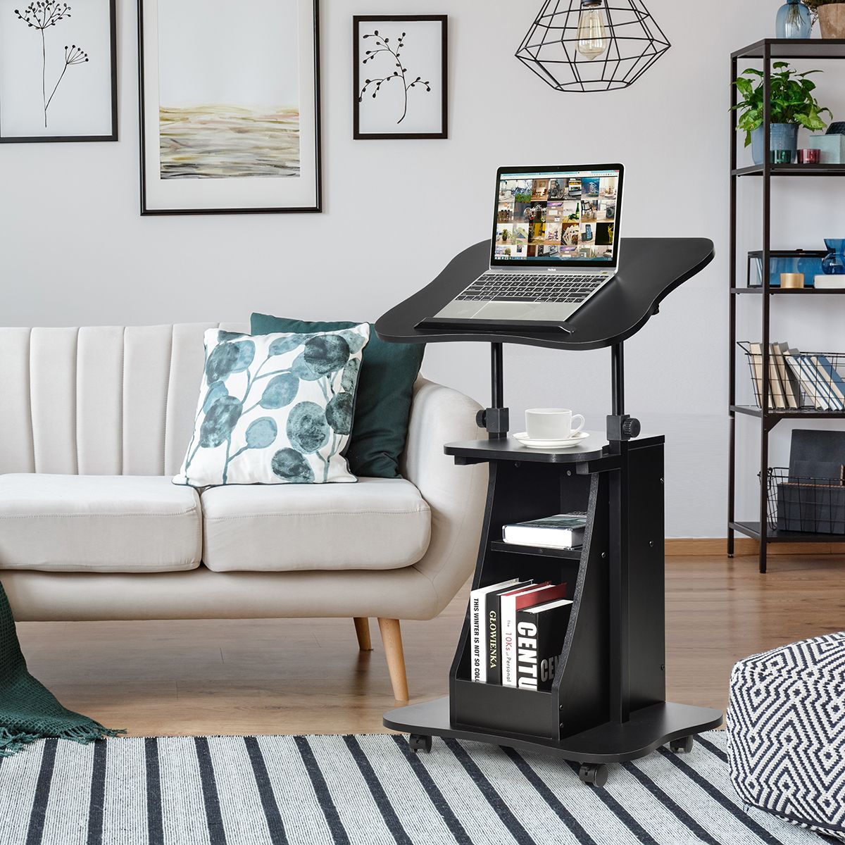 Coast Laptop-Trolley – höhenverstellbar – neigbare Arbeitsfläche – mit Stauraum – schwarz