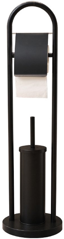 Ceruzo WC-Butler Freistehend - Schwarzer Edelstahl - Luxus Toilettenpapierhalter - 80 cm hoch - Modernes Design