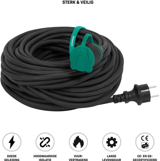 VONROC PRO Verlängerungskabel 25m - IP44 - Neoprenkabel H07RN-F 3x1,5 mm² - inkl. Kabelbinder (Verlängerungskabel)