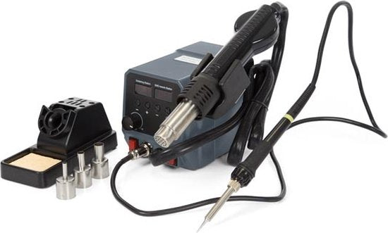 Velleman Lötstation, 2-in-1, für SMD-Bauteile, multifunktional, 60 W + 300 W, Temperaturbereich 50-480 Â°C + 100-500 Â°C, grau