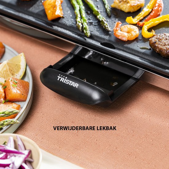 Tristar Grillplatte BP-2984 – Gourmet-Grillplatte XL – Grillplatte 90 cm – Für 8 bis 10 Personen – Mit einstellbarem Thermostat – Antihaftbeschichtung – Extra langes Kabel – Schwarz