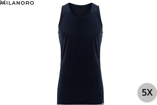 Milanoro - 5er-Set Herren-Unterhemden in Überlänge - Weiß - L