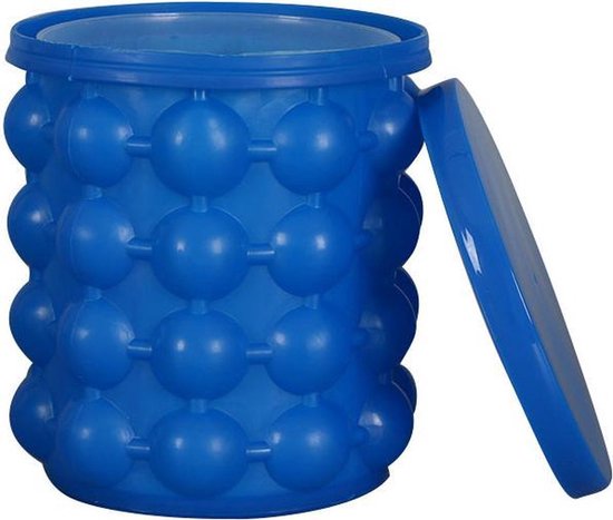 Shop-Story - Eiskübel/Eiswürfelbereiter - Getränkekühler - 2 in 1 Silikoneimer - Blau