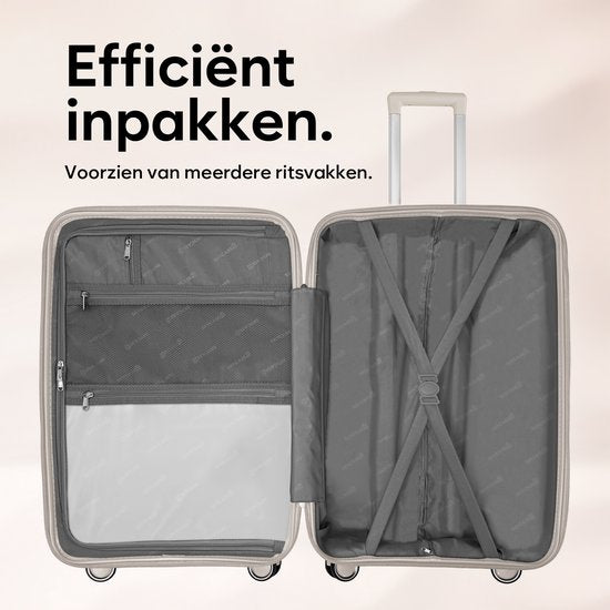 SKYCASES Travel One – 24-Zoll-Reisekoffer (mittelgroß) – Zahlenschloss – 41 x 24 x 69 cm – 68 l – Leicht, wasserdicht und strapazierfähig – Beige