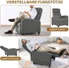 Yaheetech Relaxsessel – Grau – 87 x 61,5 x 99 cm – Verstellbarer Liegesessel mit Fußstütze