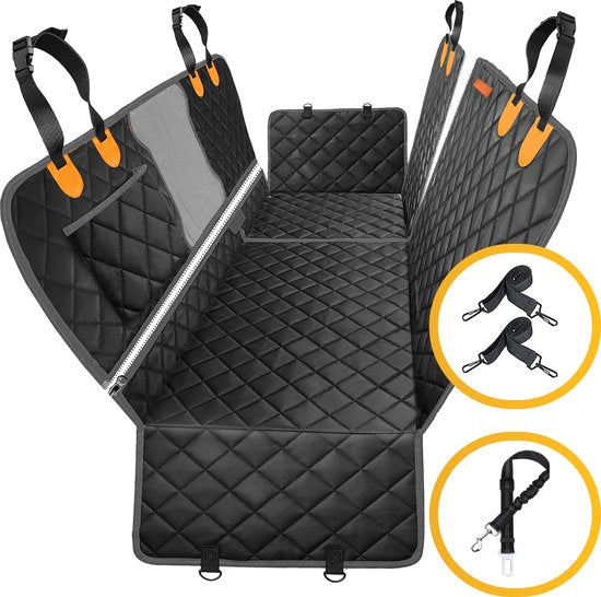 Jake und Jacky Hundedecke Auto Rücksitz und Kofferraum Luxe - Autoteppich Hund - Schutzhülle - Hundedecke - Inklusive Aufbewahrungstasche & Autogurt - 137x148 cm