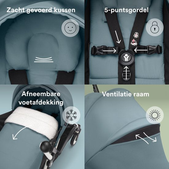 Stokke YOYO 0+ Newborn Pack, Aqua – Inklusive Matratze, ausziehbarem Sonnendach und Fünf-Punkt-Gurt – Erfordert einen YOYO-Rahmen (separat erhältlich)