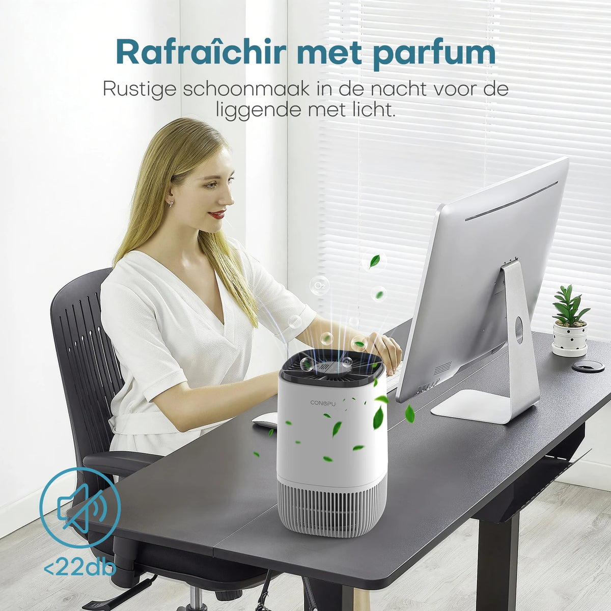Conopu HEPA-Luftreiniger – Geruchsbeseitigungsfunktion und Timer – 17 × 17 × 26 cm