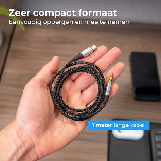 Nuvance AUX-zu-USB-C-Kabel – AUX-Kabel mit USB-C-Anschluss – 1 Meter – USB-C-zu-AUX – geflochtenes Nylon – USB-C-AUX – USB-C-zu-Klinkenstecker