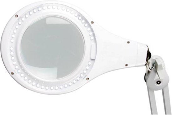 Velleman Led Lupenlampe mit Klemme, Schwenkarm, Ein/Aus-Schalter, 48 LEDs, Vergrößerung 2,25x, für Kinder, Erwachsene, Senioren, Lesen, Diamantmalerei, Hobby, Arbeit, weiß