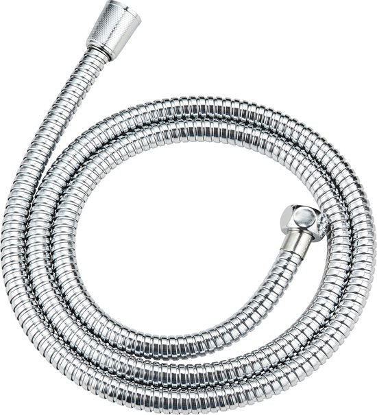 WENKO Handbrause-Set Basic 9,5 cm – 5 Strahlarten – Chrom – Duschkopf mit Schlauch