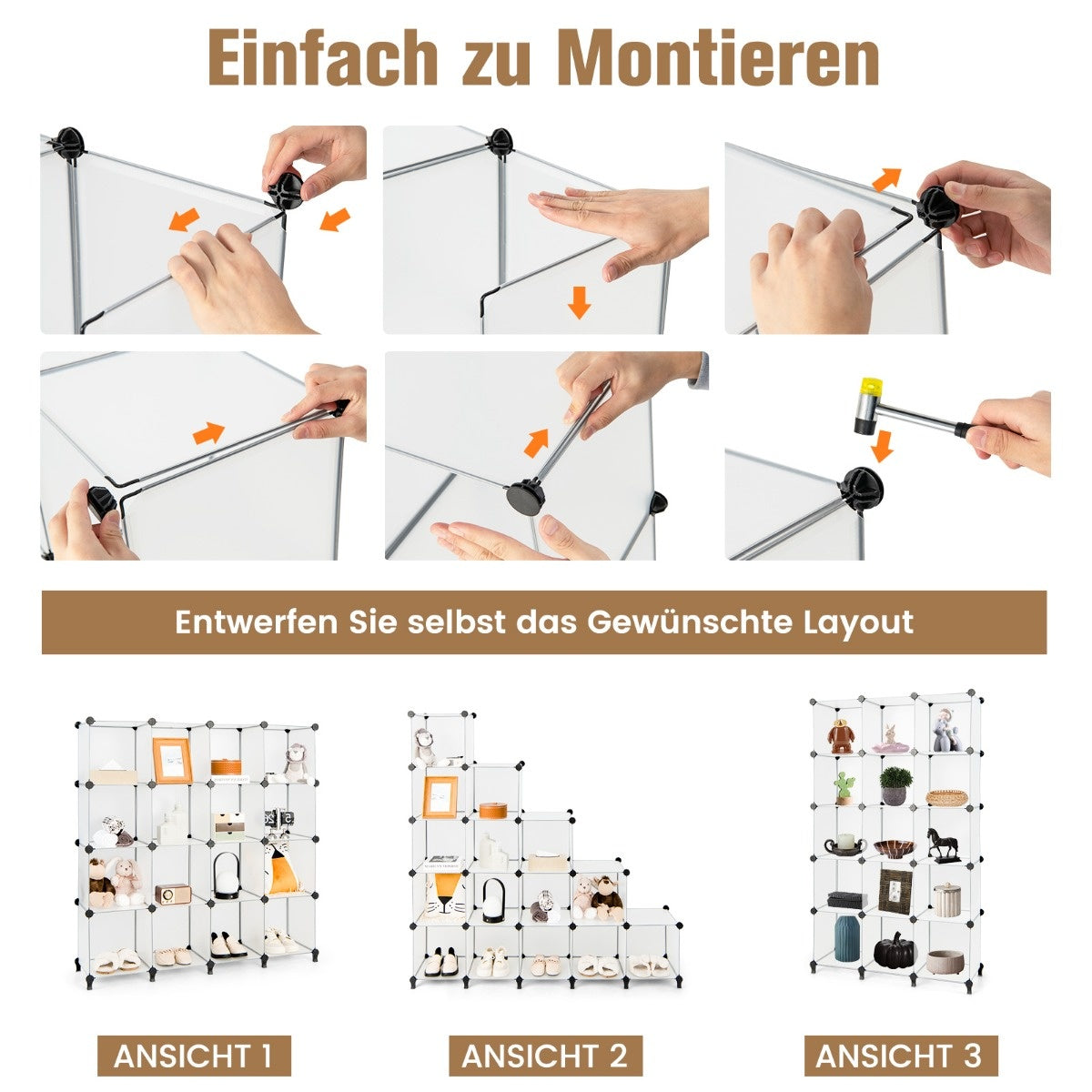 Coast Cube -plank met 16 proefpersonen modulaire opslagplank 125 x 31 x 129 cm half -transparant