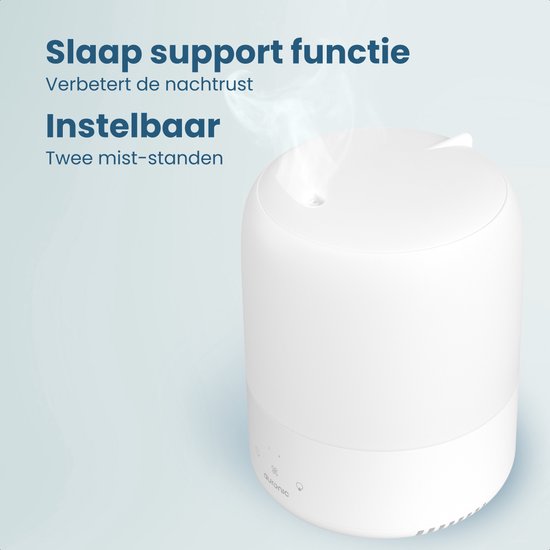 Auronic Luftbefeuchter - 1.9L - Geeignet für Schlafzimmer, Babyzimmer, Büro, Wohnzimmer und mehr - BPA-frei - Weiß