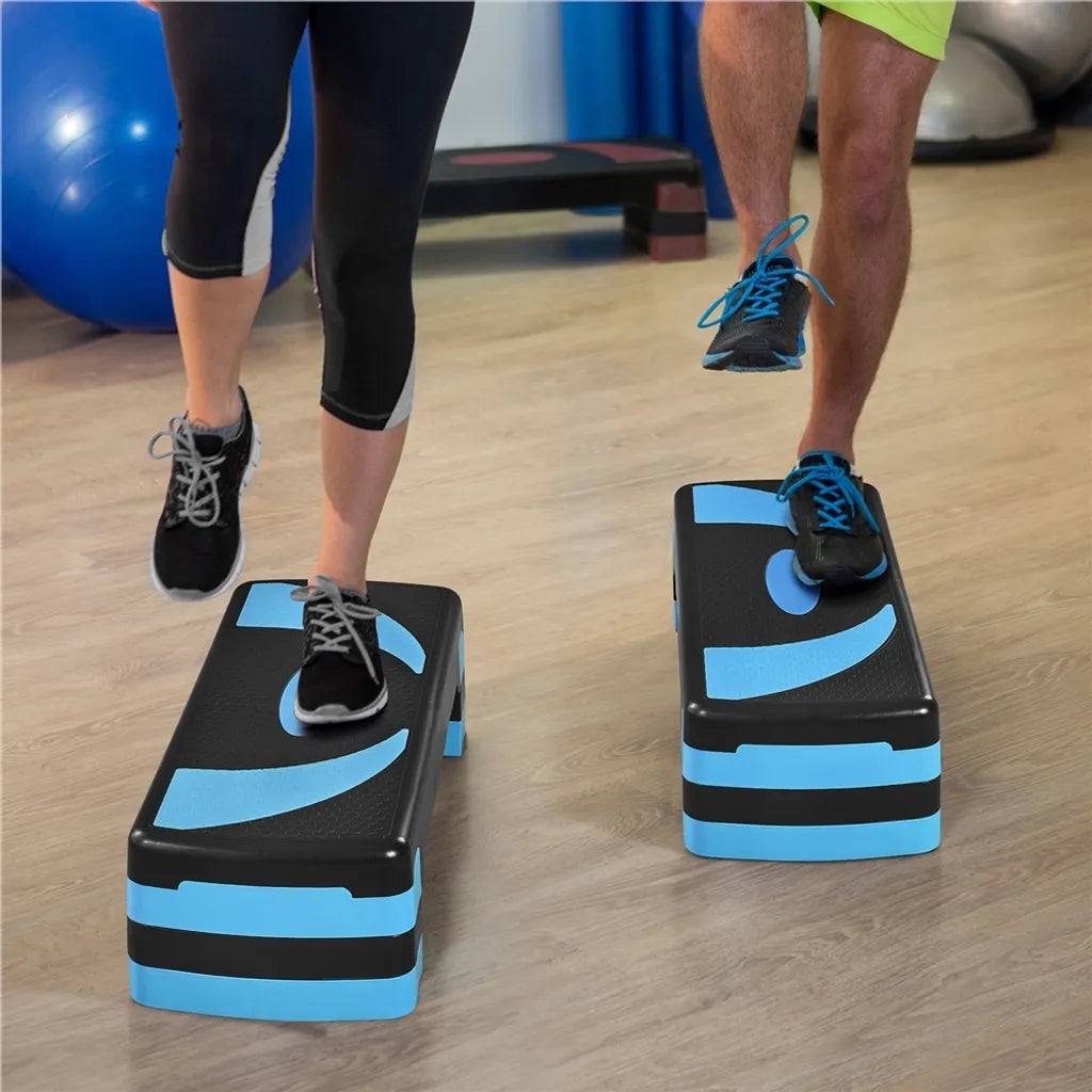 Yaheetech Aerobic Step - Einstellbare Stepboard - Fitness Stepper - 3 Höhen - Anti-Rutsch - Blau