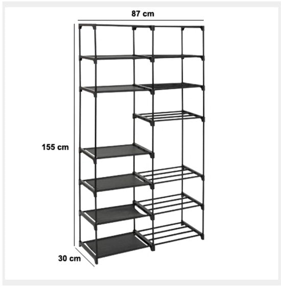 Modulares Schuhregal mit 8 Ebenen für 32 Paar Schuhe Five® – Schwarz – Einfach zu montieren