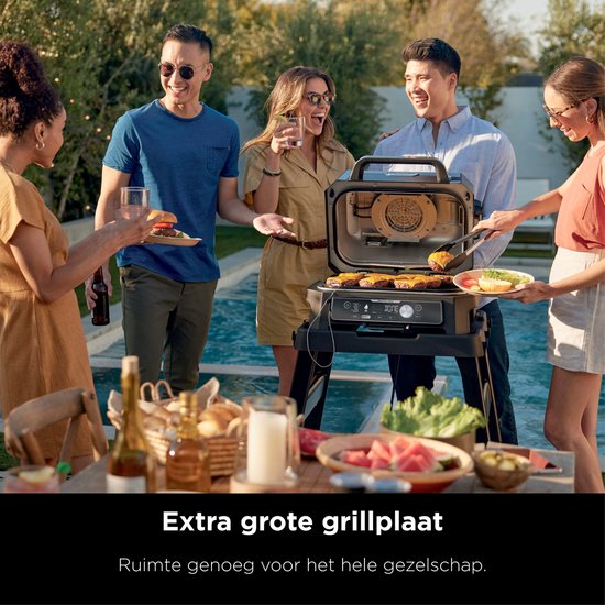 Ninja Woodfire Pro Connect XL – 7-in-1-Elektro-Smart-BBQ-Grill und Smoker – inklusive digitalem Fleischthermometer – Connect-App – OG901EU