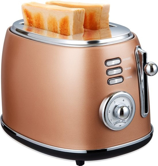 MOA Retro-Toaster - 6 Heizstufen - 2 extra breite Schlitze - 850W - Aufwärm- und Auftaufunktion - Schwarz - T3C
