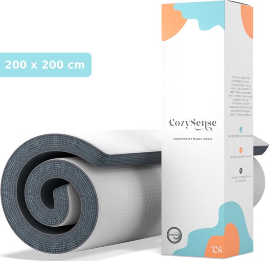 CozySense® Topper 200x200 – Matratzenauflage – Matratzenauflage – Memory-Schaum mit kühlendem Gel – CertiPUR® – mittlere Härte – 8 cm – waschbarer Bezug
