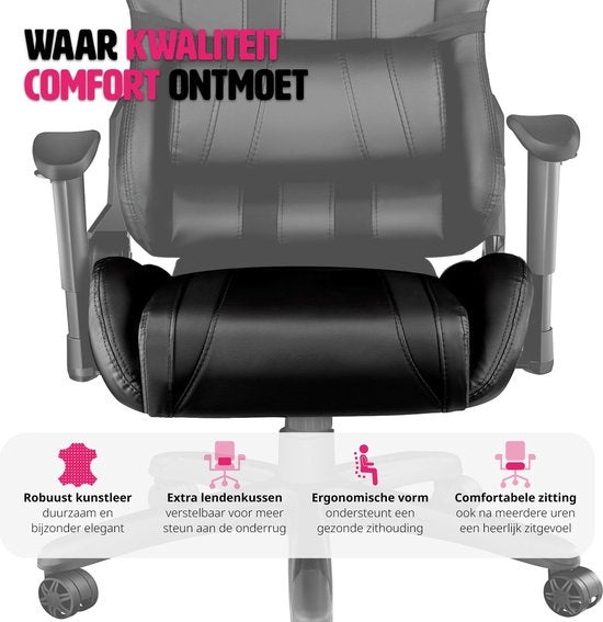tectake - Gaming Stuhl Gaming Schreibtischstuhl Premium Racing - schwarz - Kunstleder - verstellbar - inklusive Rücken- und Nackenkissen - 402229